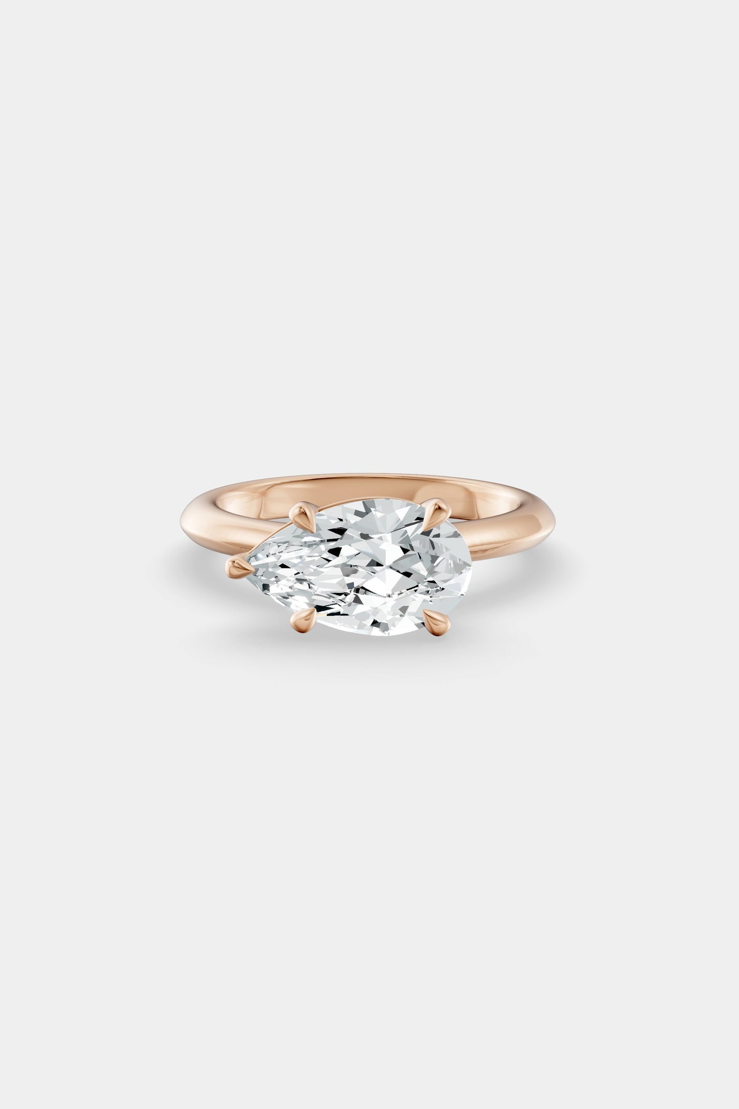 East West Diamond Solitaire Ring | Traditional Open-Style Band