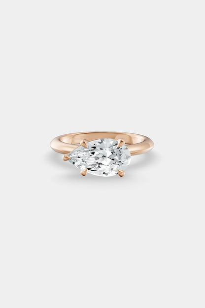 East West Diamond Solitaire Ring | Traditional Open-Style Band
