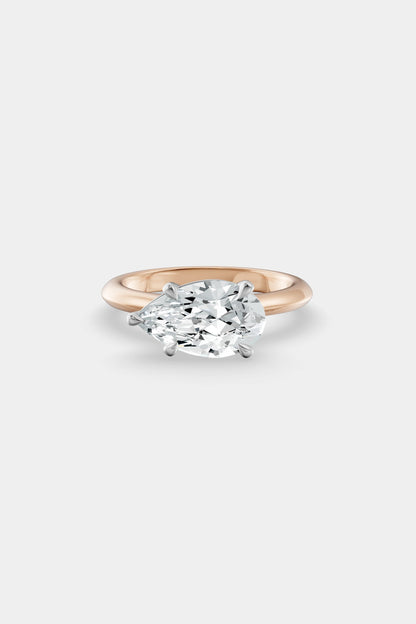 East West Diamond Solitaire Ring | Traditional Open-Style Band