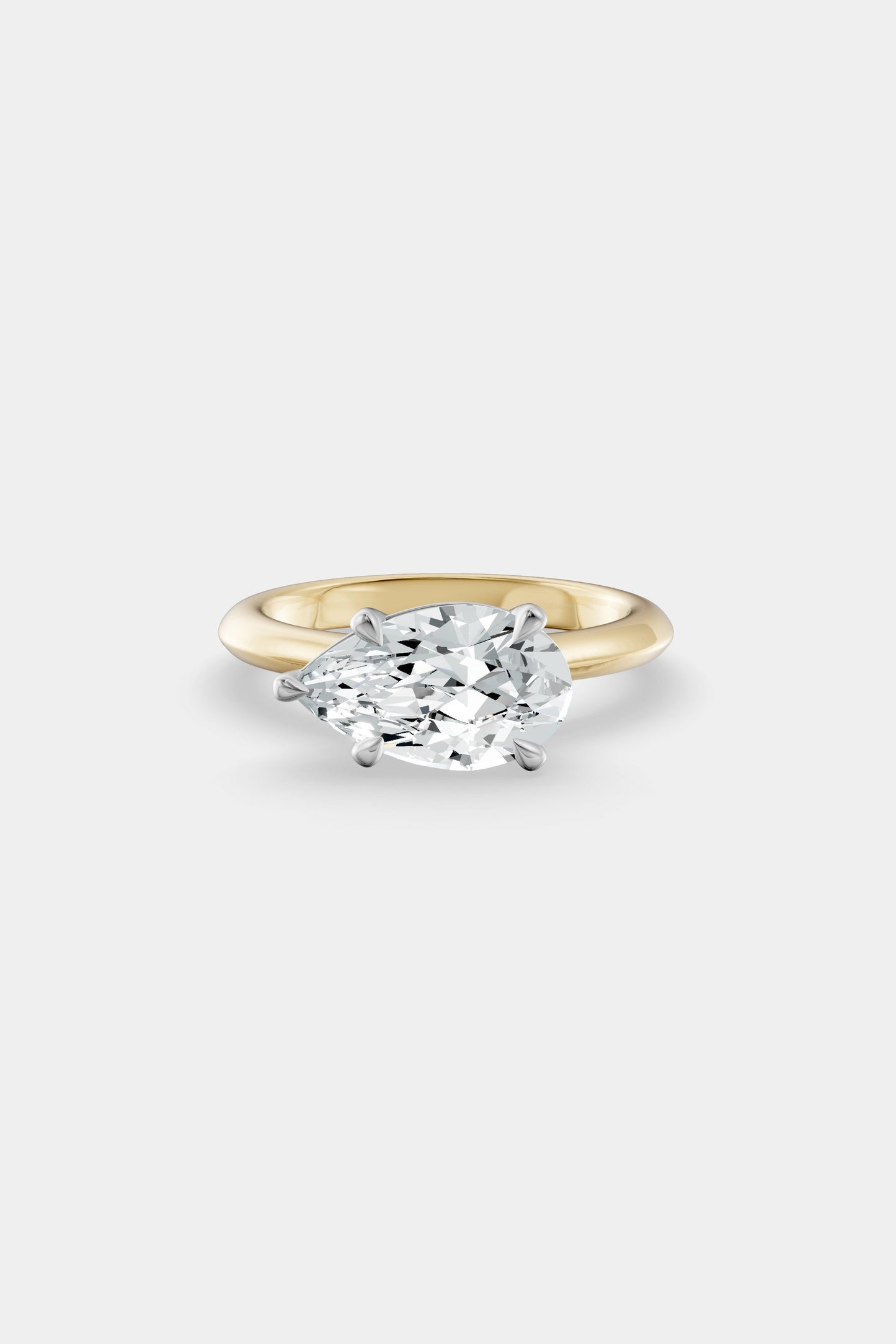 East West Diamond Solitaire Ring | Traditional Open-Style Band