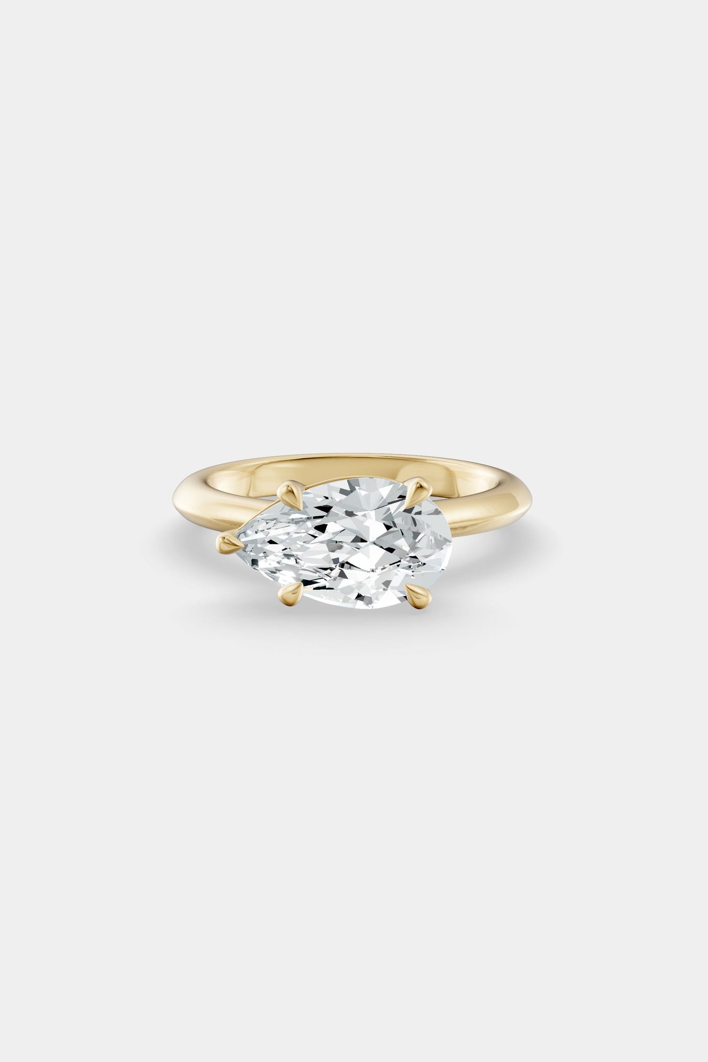 East West Diamond Solitaire Ring | Traditional Open-Style Band