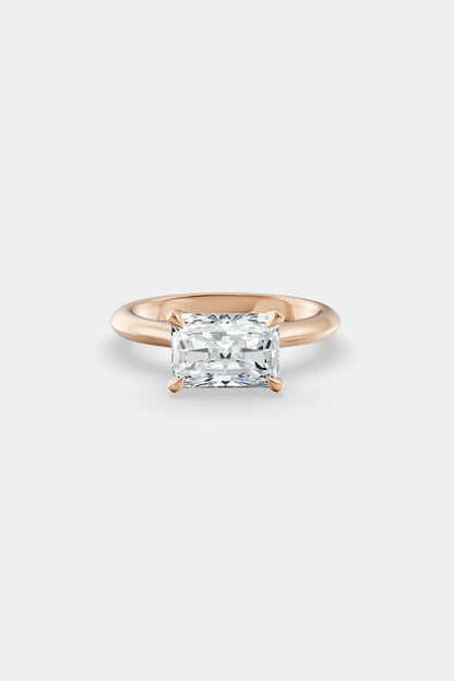 East West Diamond Solitaire Ring | Traditional Open-Style Band