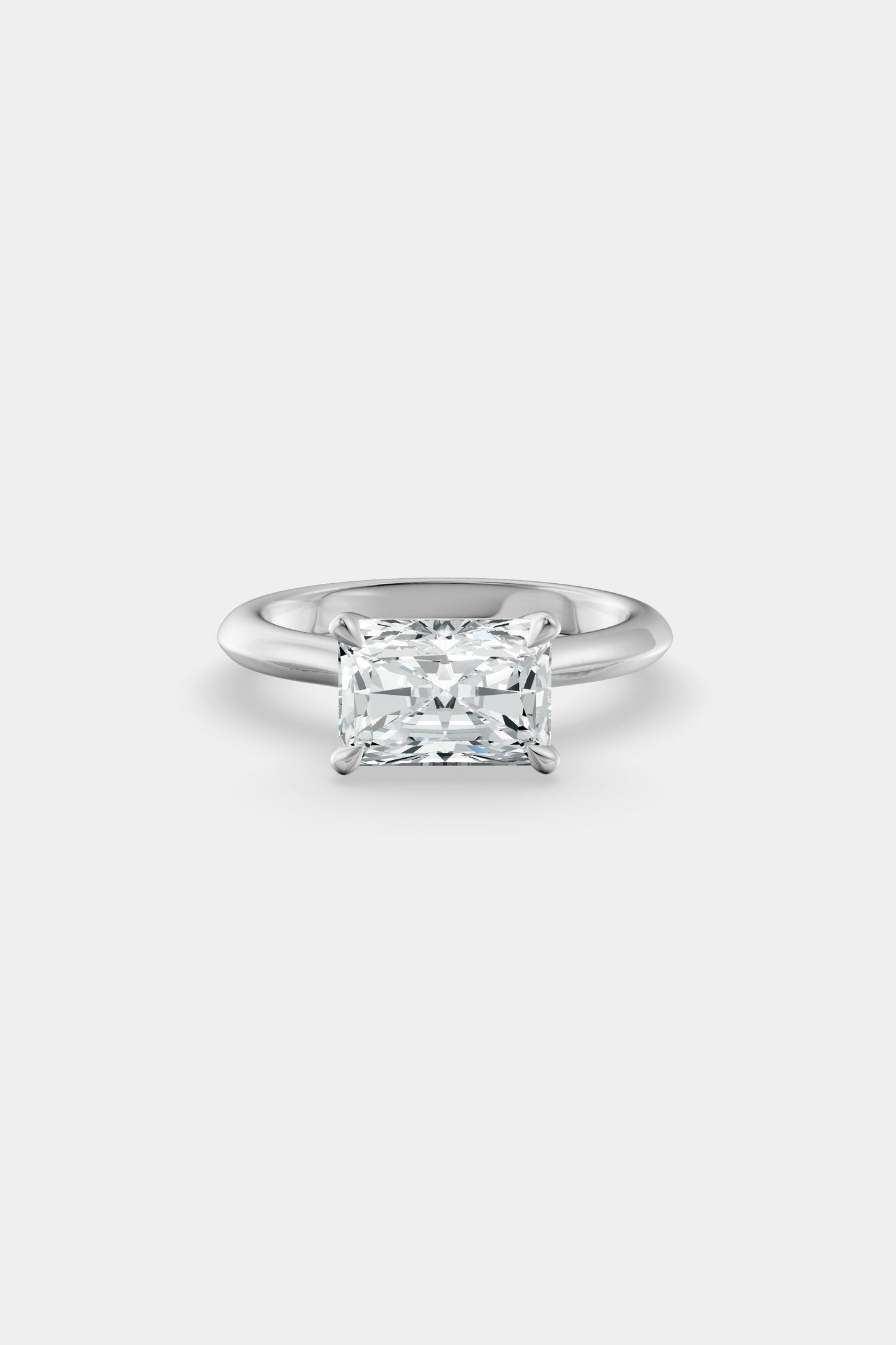 East West Diamond Solitaire Ring | Traditional Open-Style Band