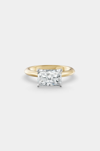 East West Diamond Solitaire Ring | Traditional Open-Style Band