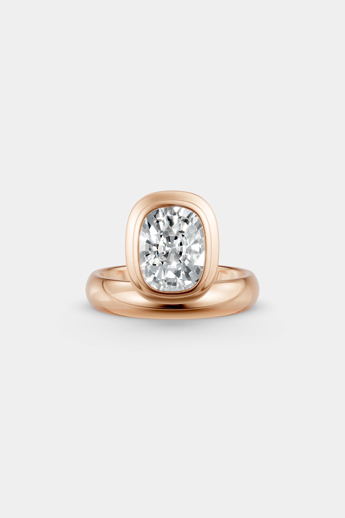 Framed Cushion Bezel Ring | Rounded Band