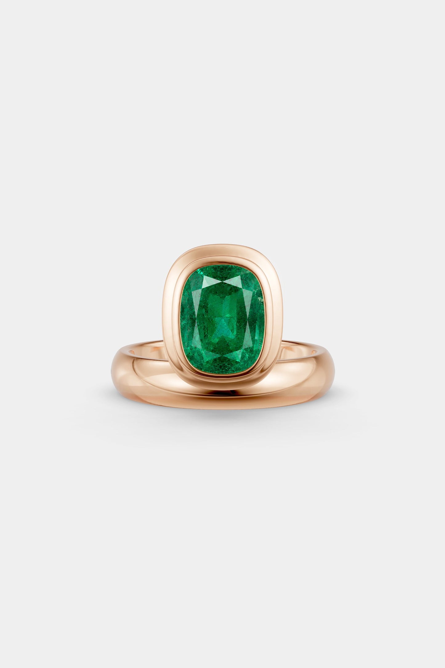 Framed Cushion Bezel Ring | Rounded Band