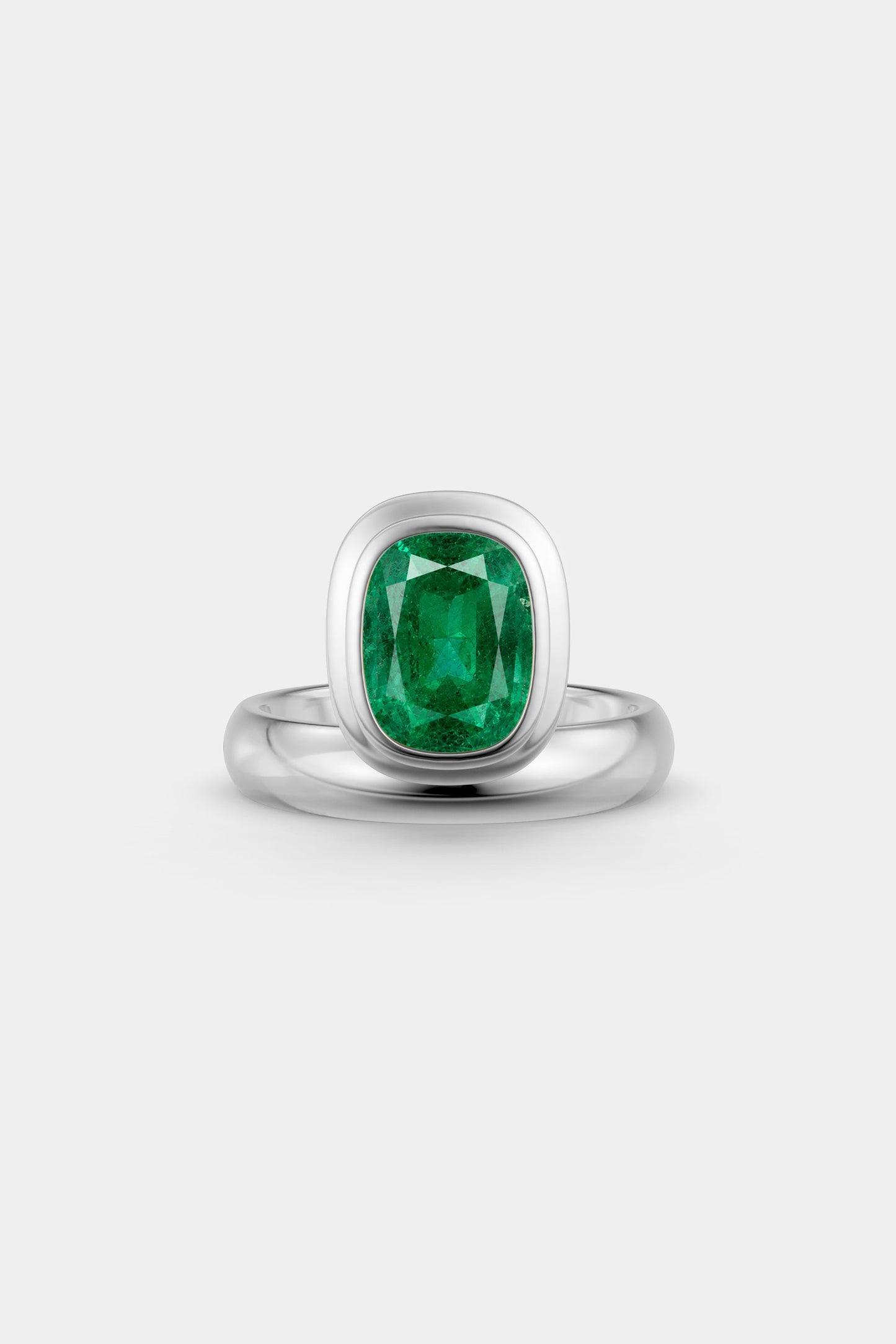 Framed Cushion Bezel Ring | Rounded Band