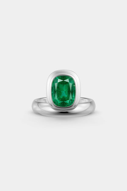 Framed Cushion Bezel Ring | Rounded Band