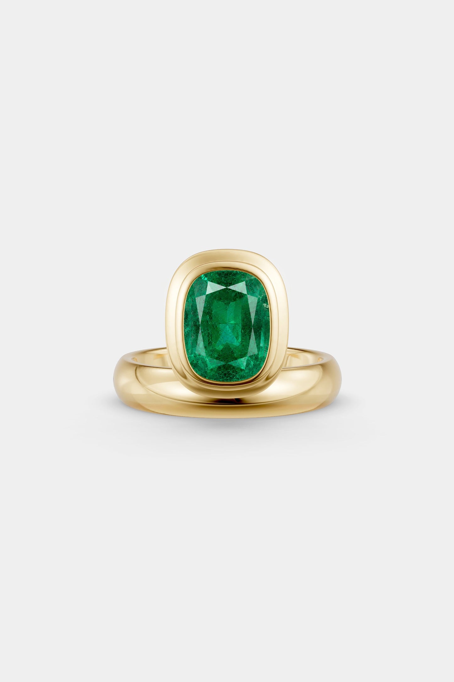 Framed Cushion Bezel Ring | Rounded Band