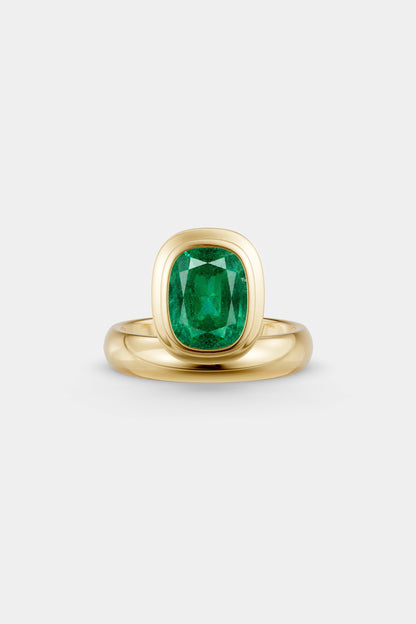 Framed Cushion Bezel Ring | Rounded Band