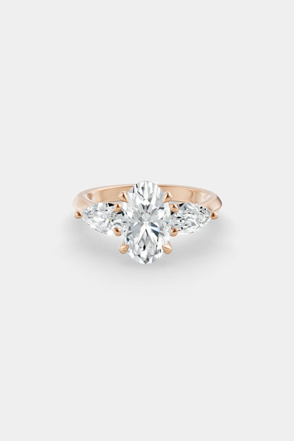 Oval Trilogy Diamond Ring | Traditional Band
