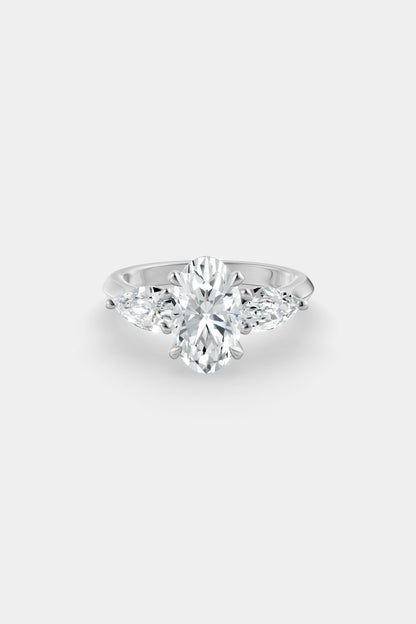Oval Trilogy Diamond Ring | Traditional Band