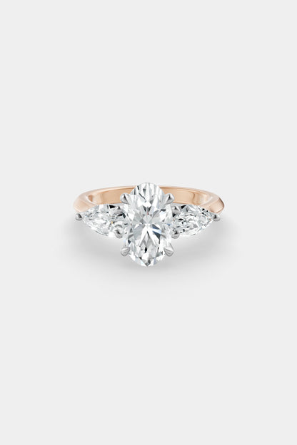 Oval Trilogy Diamond Ring | Traditional Band