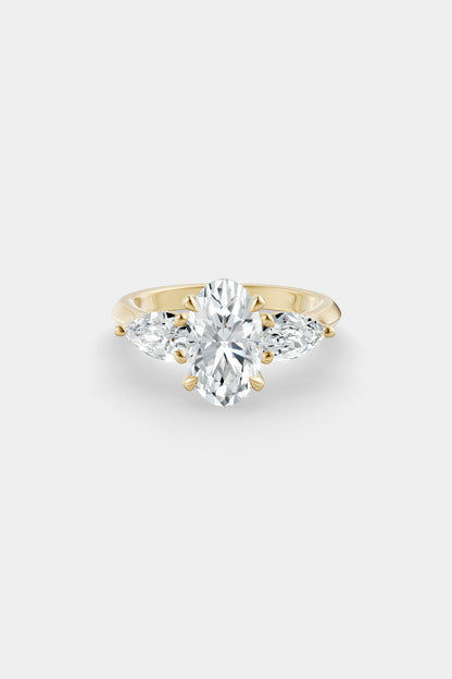 Oval Trilogy Diamond Ring | Traditional Band