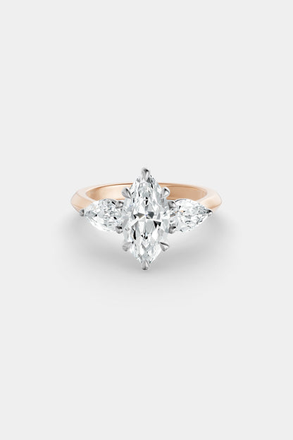 Marquise Trilogy Diamond Ring | Traditional Band