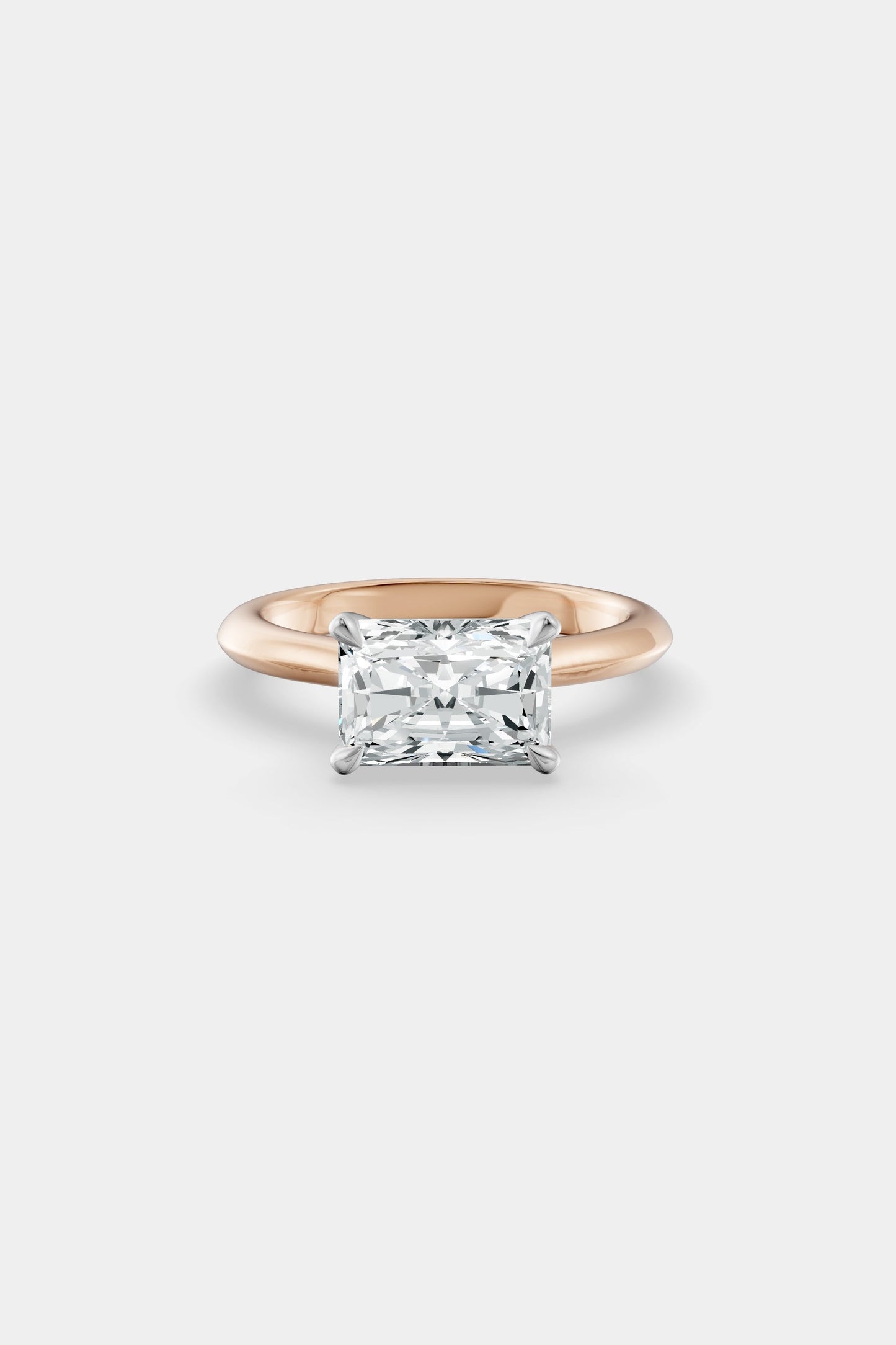 East West Diamond Solitaire Ring | Traditional Open-Style Band