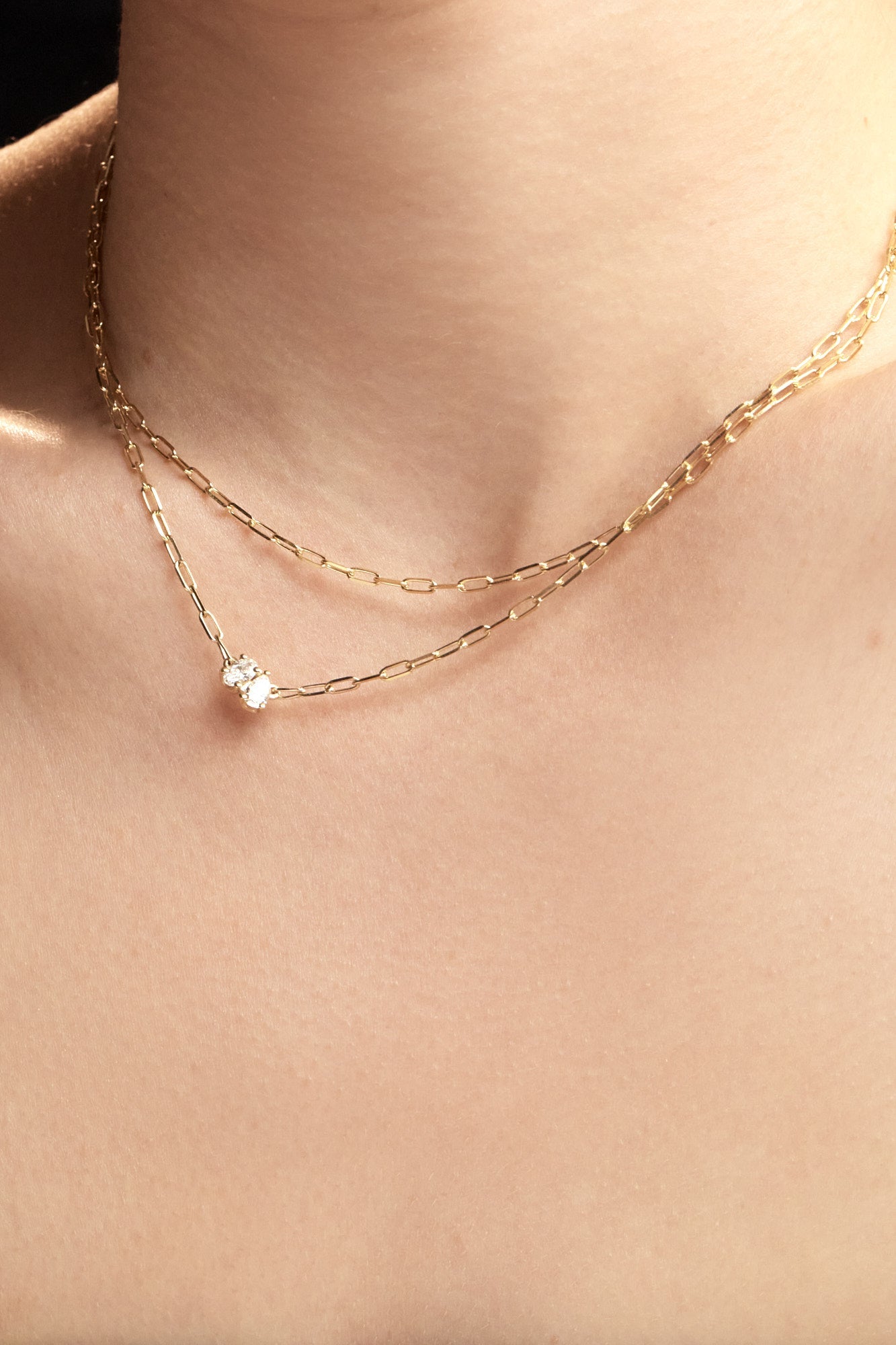 Pear and Oval Diamond Toi Et Moi Necklace | Yellow Gold