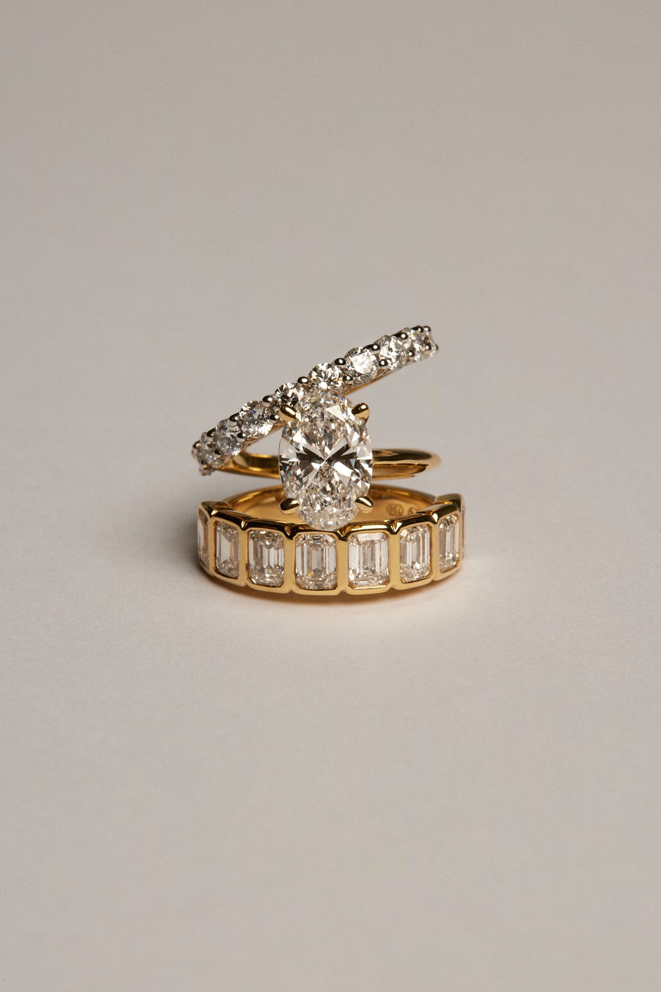 Emerald Bezel Diamond Half Band | Gold