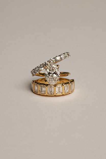 Emerald Bezel Diamond Half Band | Gold