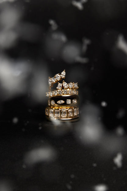 Mini Scattered Diamond Wrap Ring | 18K Yellow Gold