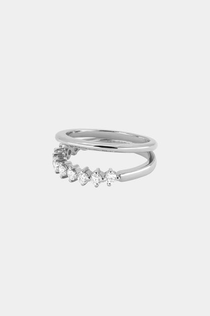 Double Band Buttercup Ring | White Gold