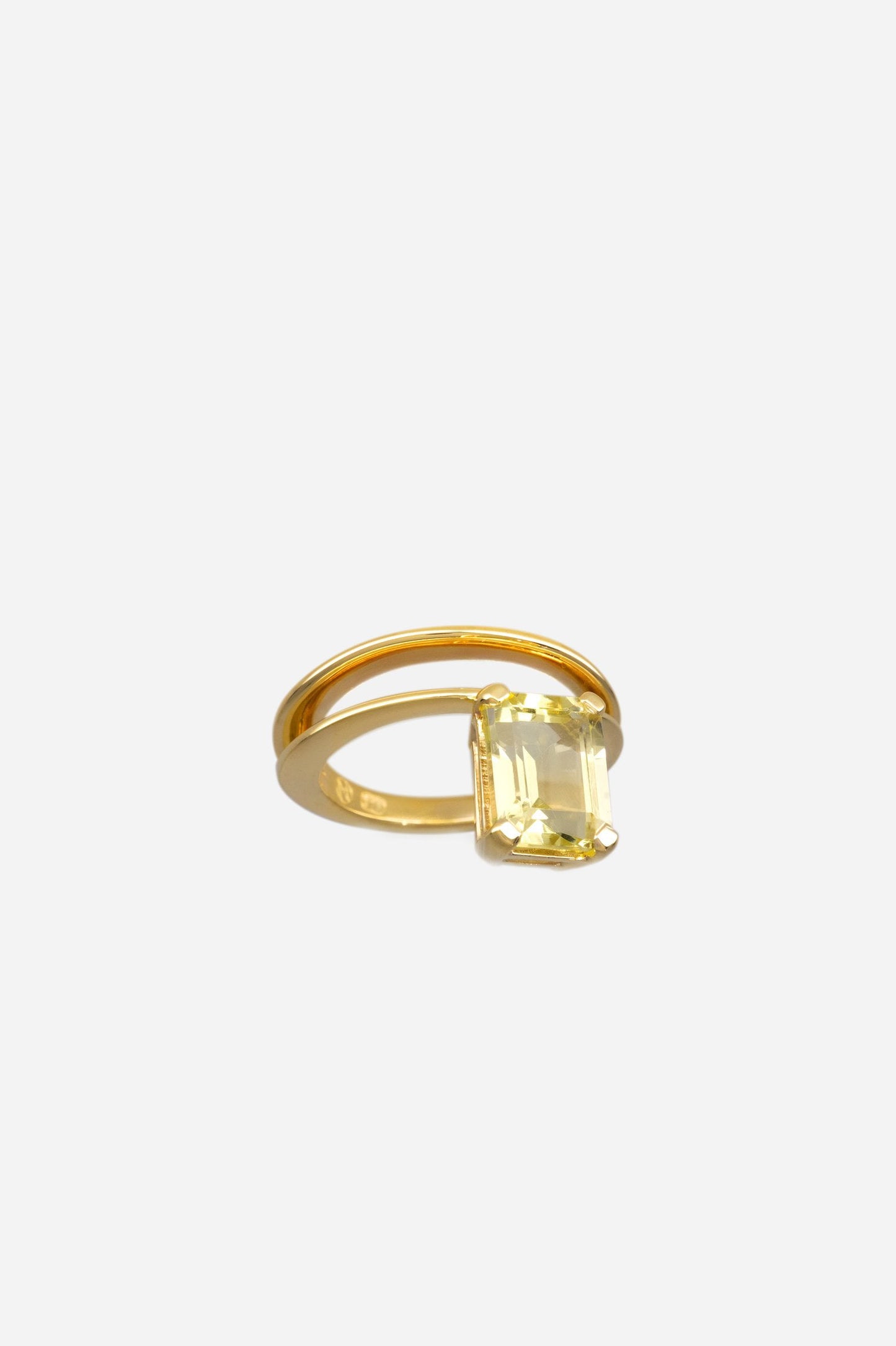 Double Band Gemstone Ring | 9K Yellow Gold