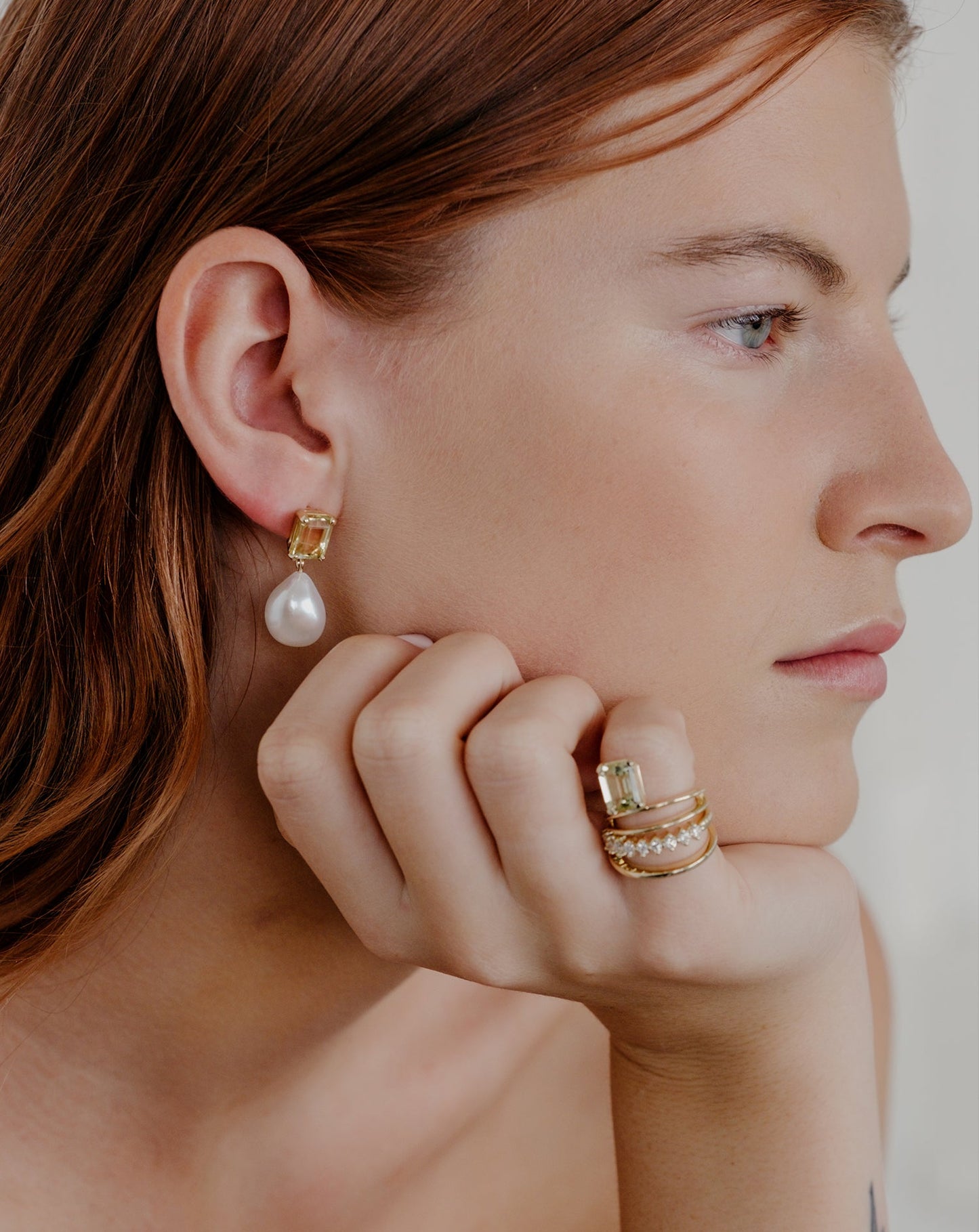 Double Band Gemstone Ring | 9K Yellow Gold