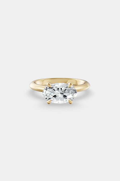 East West Diamond Solitaire Ring | Traditional Open-Style Band