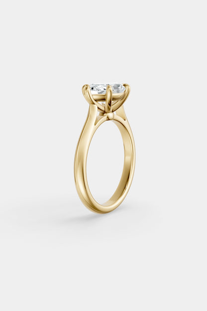 East West Diamond Solitaire Ring | Traditional Open-Style Band