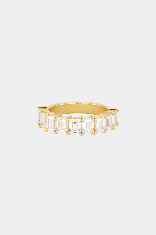 Emerald Diamond Half Band | Gold