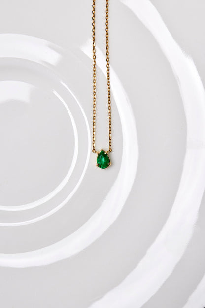 Pear Emerald Necklace | 18K Gold