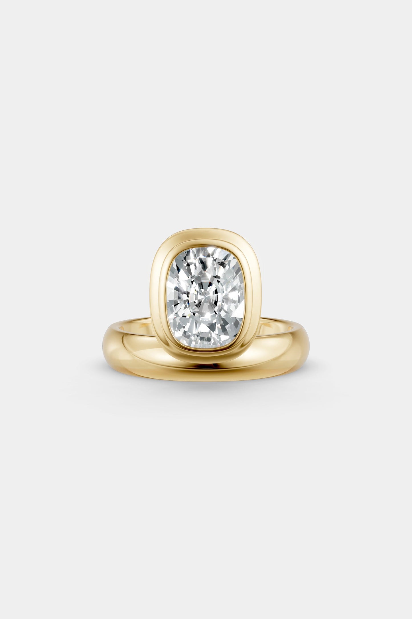 Framed Cushion Bezel Ring | Rounded Band