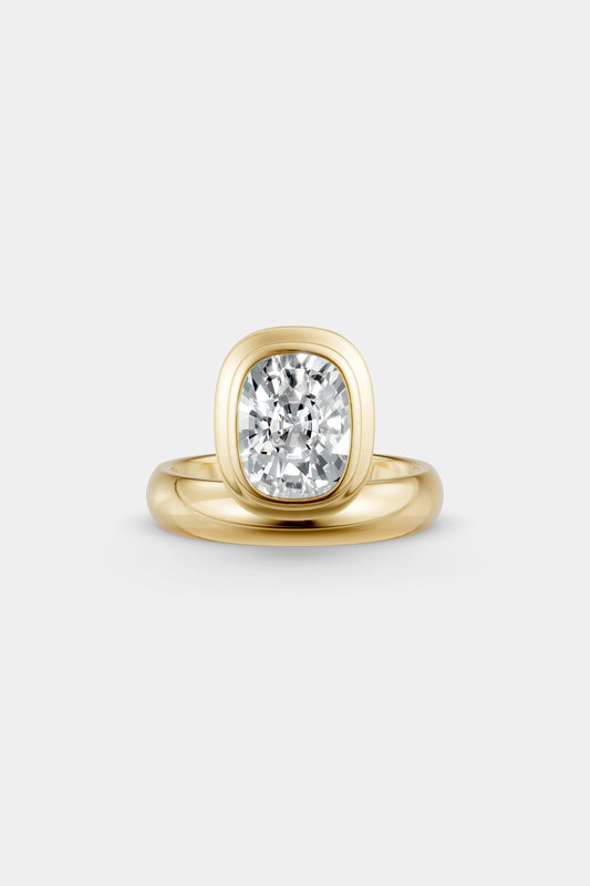 Framed Cushion Bezel Ring | Rounded Band