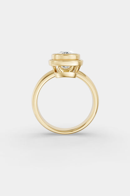 Framed Cushion Bezel Ring | Rounded Band