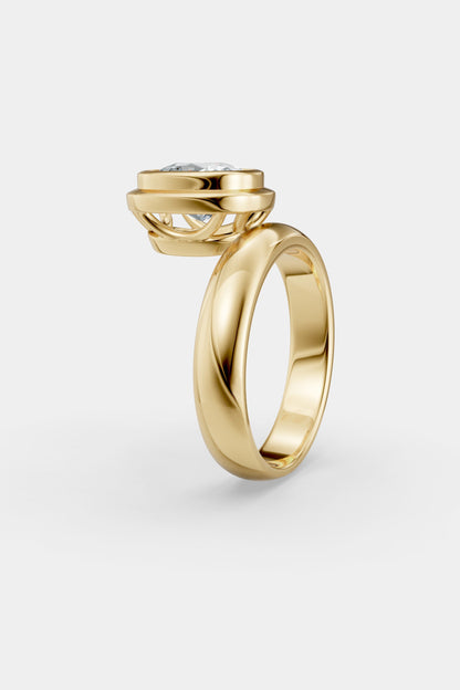 Framed Cushion Bezel Ring | Rounded Band