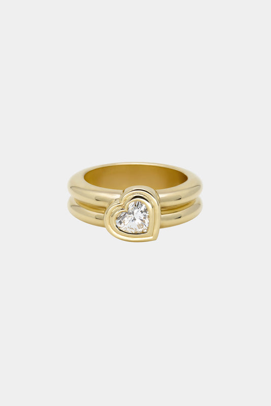 Roma Heart Diamond Ring | 18K Yellow Gold