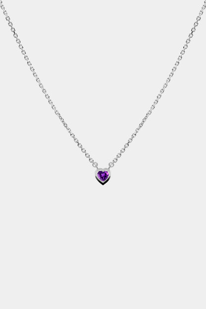 Heart Gemstone Necklace | 9K White Gold