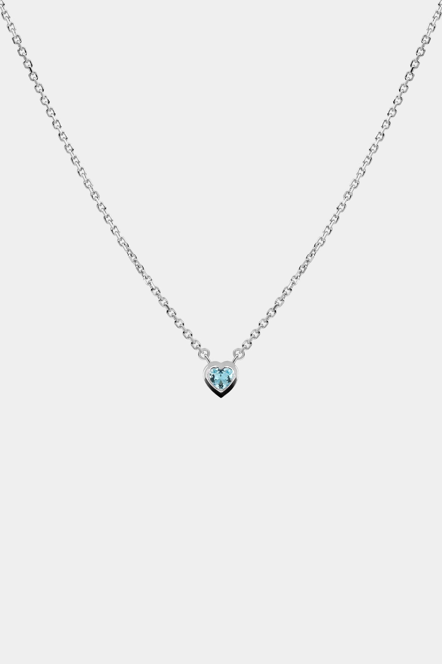 Heart Gemstone Necklace | 9K White Gold