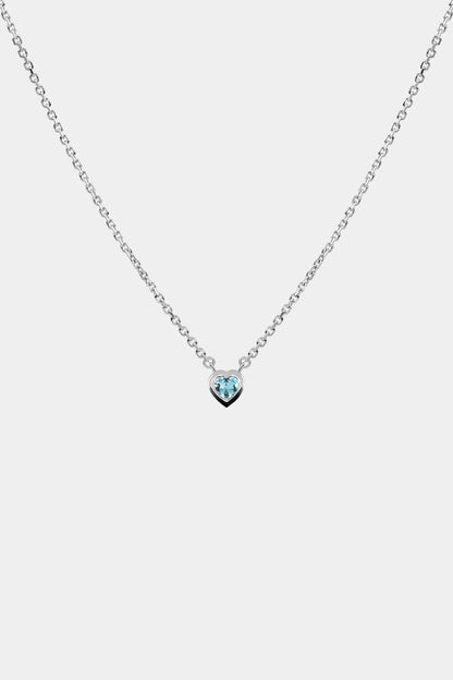 Heart Gemstone Necklace | 9K White Gold