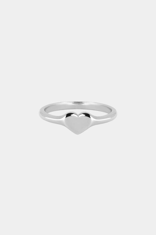 Mini Heart Signet Ring | Silver