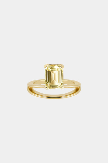 Double Band Gemstone Ring | 9K Yellow Gold