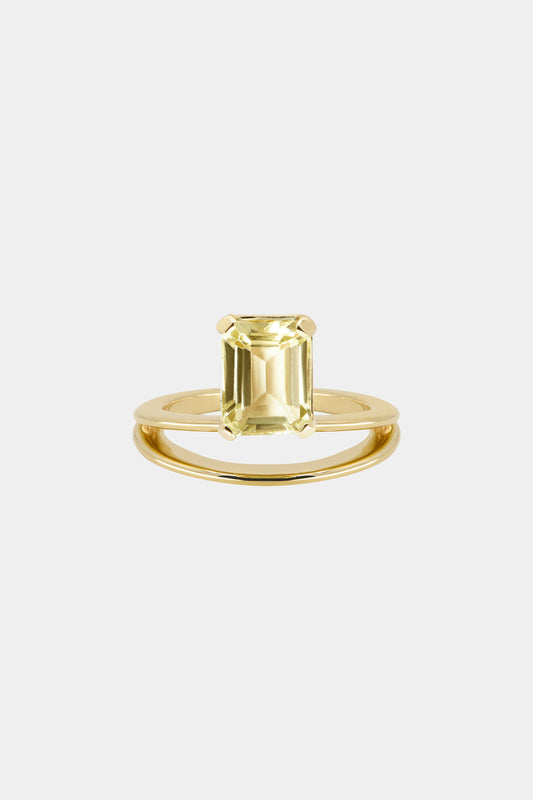 Double Band Gemstone Ring | 9K Yellow Gold