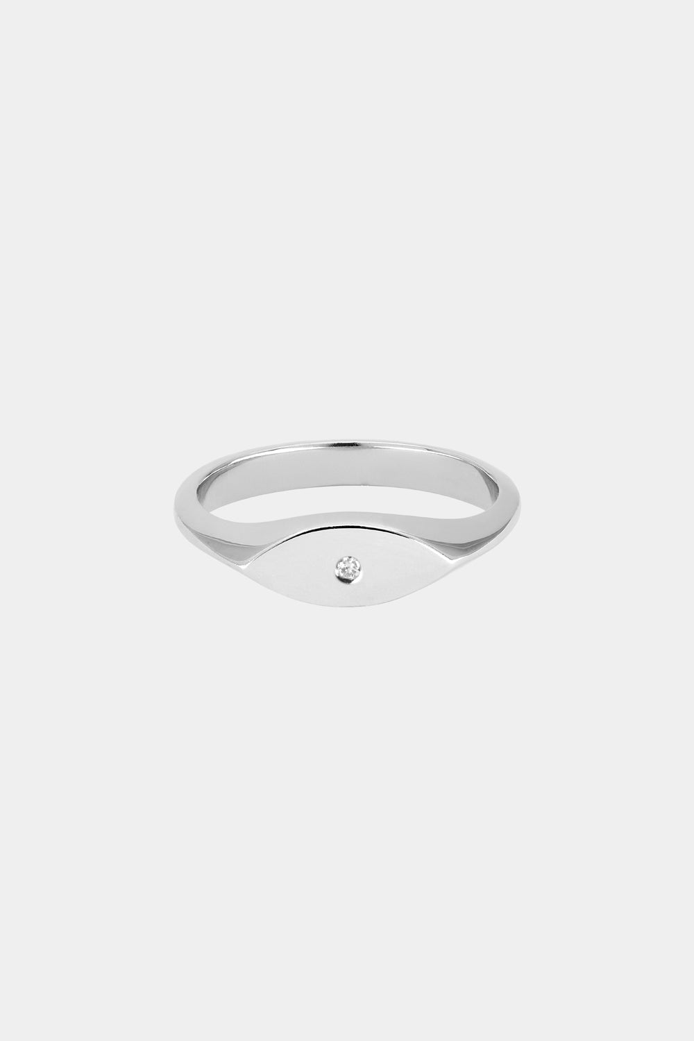 Mini Marquise Signet Ring | White Gold