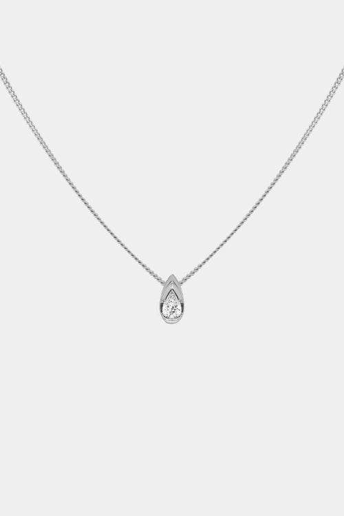 Mini Pear Diamond Necklace | White Gold
