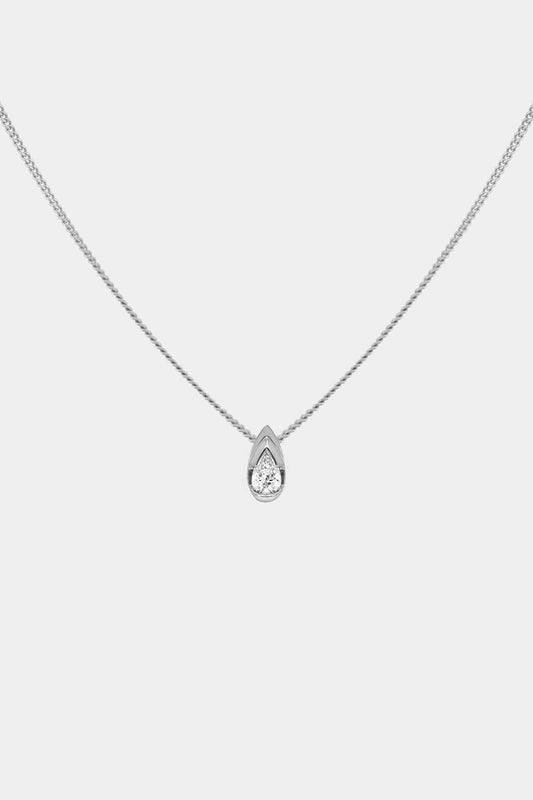 Mini Pear Diamond Necklace | White Gold