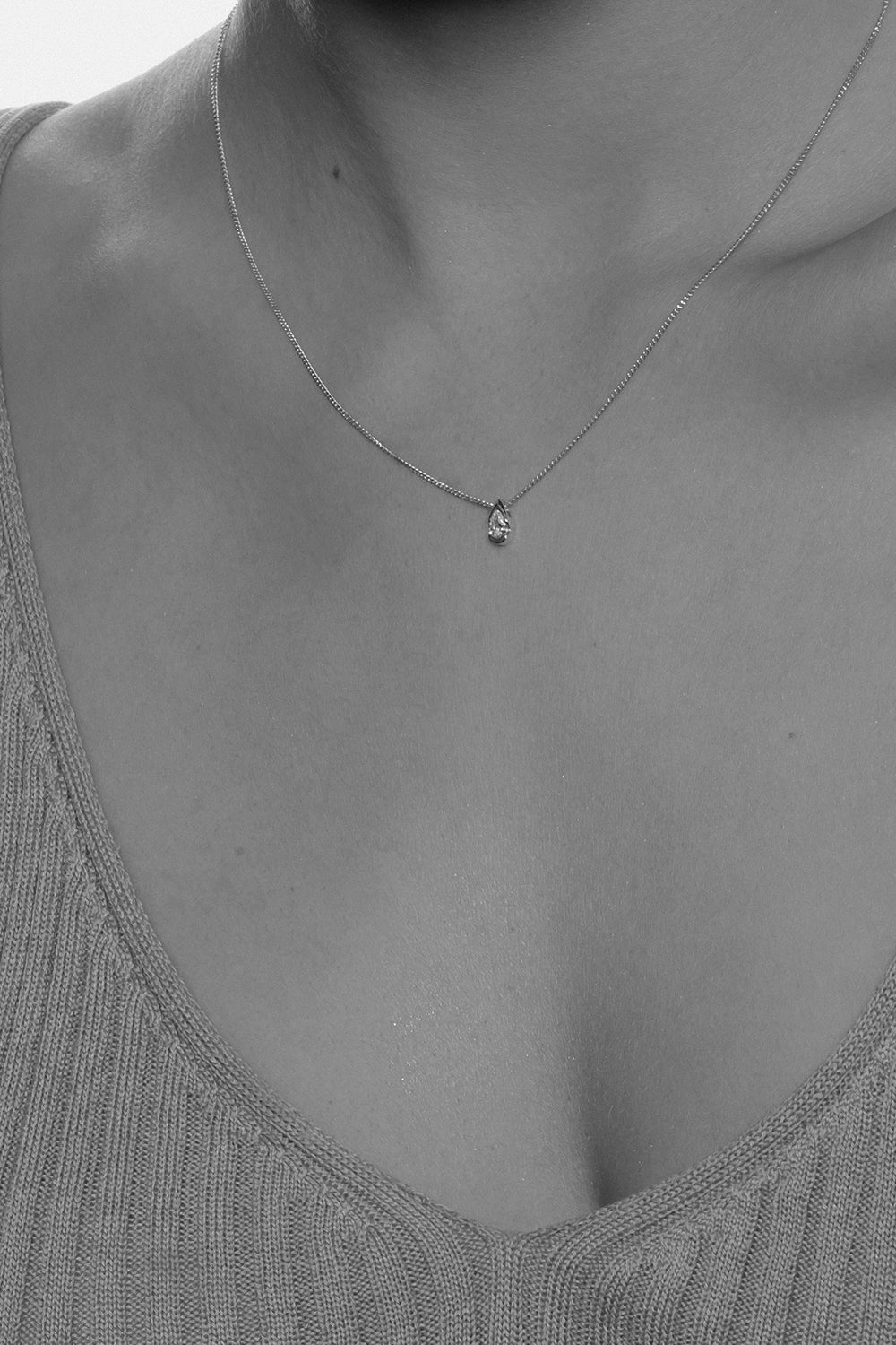 Mini Pear Diamond Necklace | White Gold