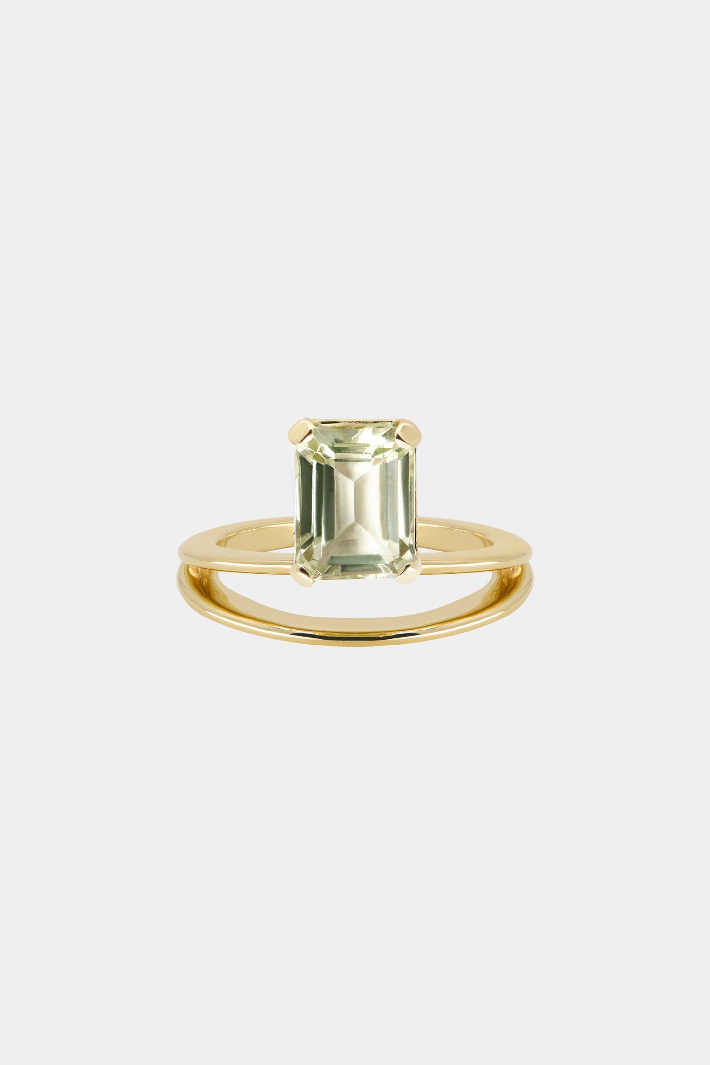 Double Band Gemstone Ring | 9K Yellow Gold