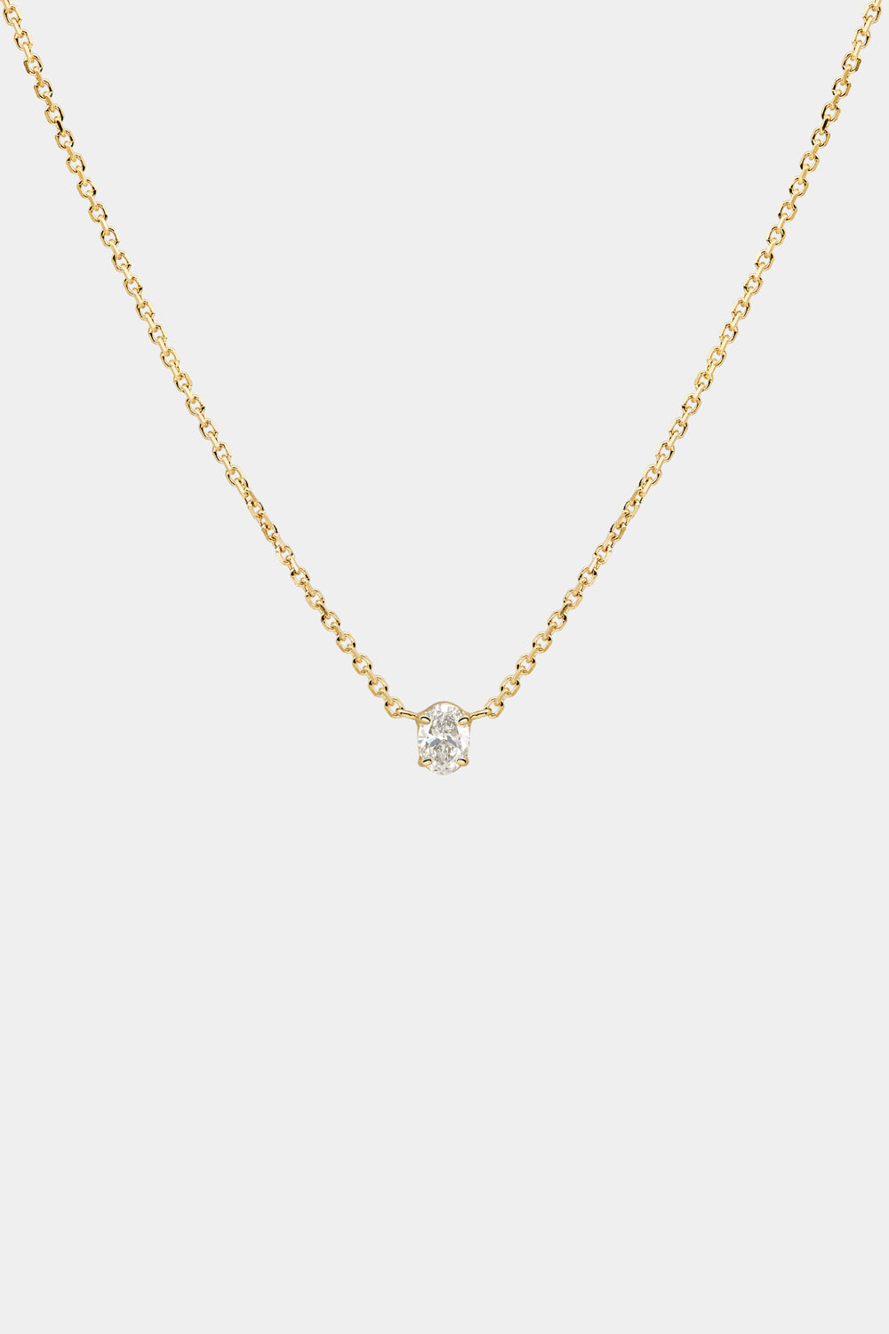Oval Diamond Necklace | 18K Gold