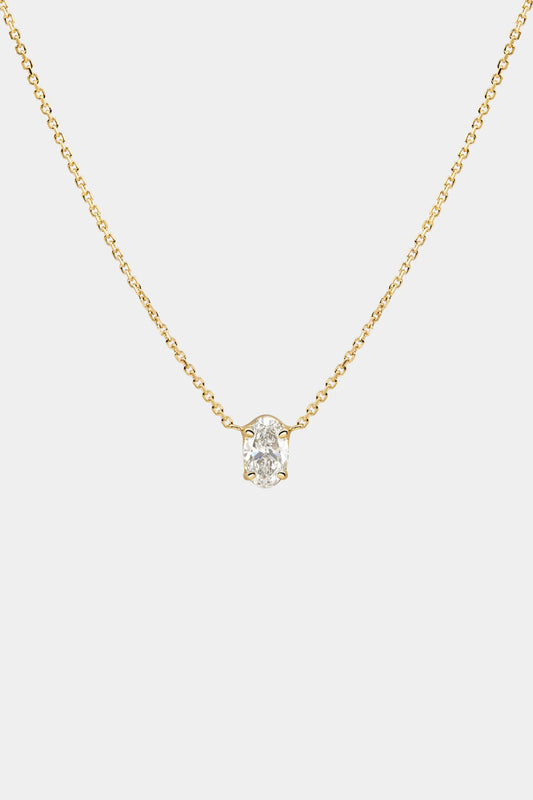 Oval Diamond Necklace | 18K Gold