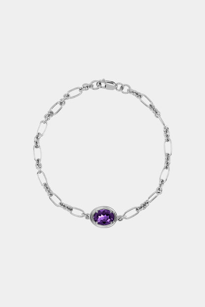 Roma Oval Gemstone Bracelet | White Gold